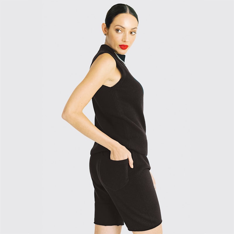 Thumbnail of Cashmere Mockneck Sleeveless Top - Black image