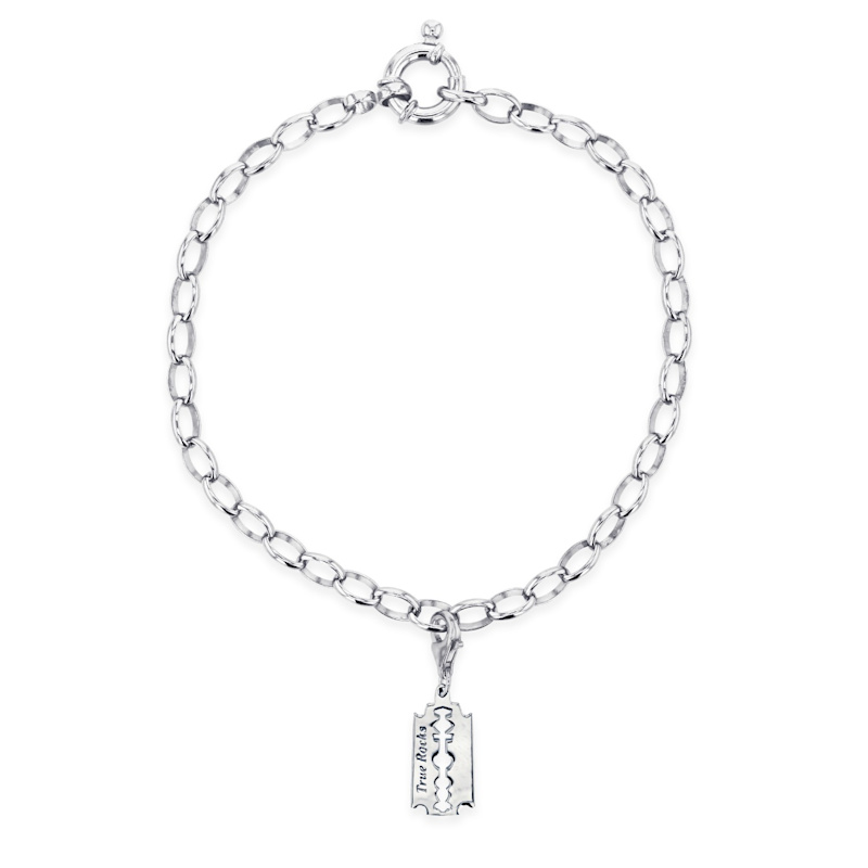 Thumbnail of 18Kt Gold Plated Belcher Bracelet With Mini Razor Blade Charm image