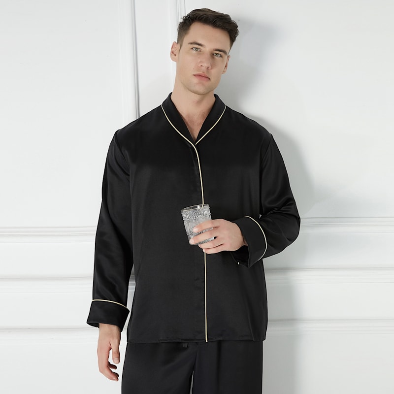 Pure Silk Long Sleeve Men's Pajamas Set