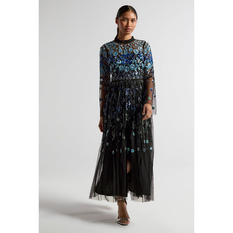Thumbnail of Dahlia Black Floral Embellished Midaxi Dress image