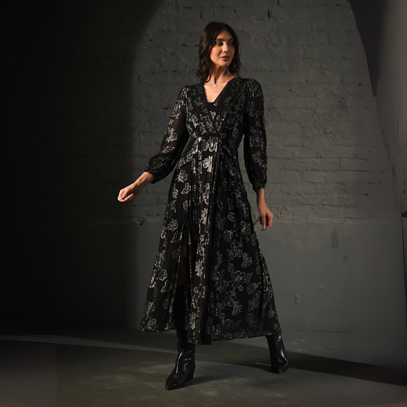 Thumbnail of Dahlia Black Silver Midi Dress image