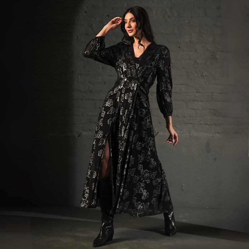 Thumbnail of Dahlia Black Silver Midi Dress image