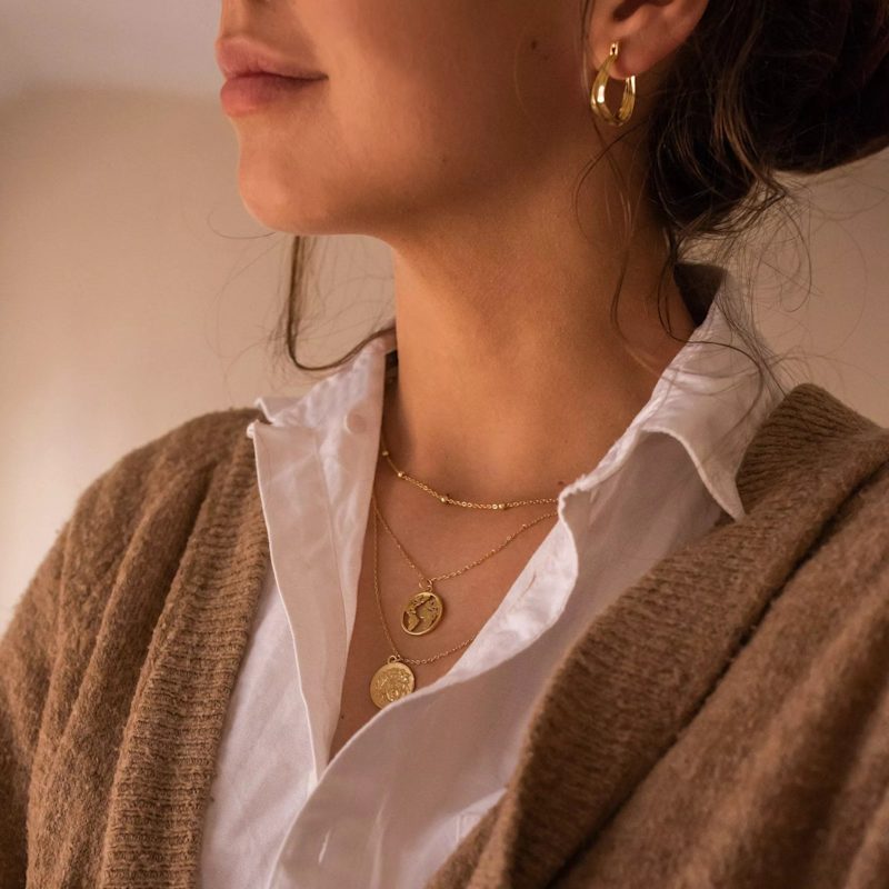 Thumbnail of Dainty Gold Bead Choker Necklace image
