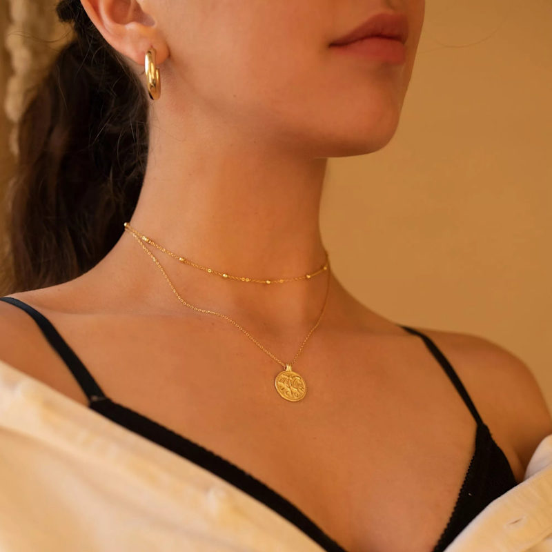 Thumbnail of Dainty Gold Bead Choker Necklace image