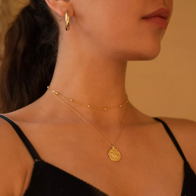 Thumbnail of Dainty Gold Bead Choker Necklace image