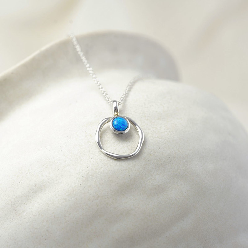 Thumbnail of Dainty Blue Fire Opal Pendant image