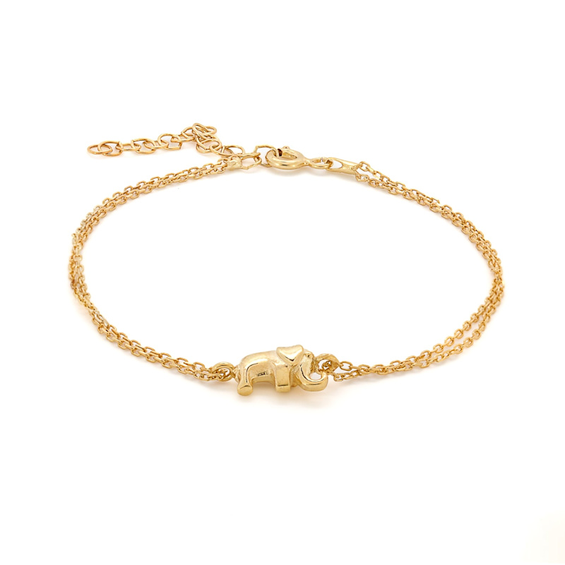 Dainty Gold Lucky Elephant Bracelet Gold Ebru Jewelry Wolf