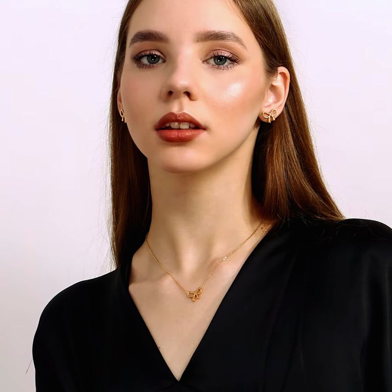 Thumbnail of Dainty Minimalist Bow Earrings image