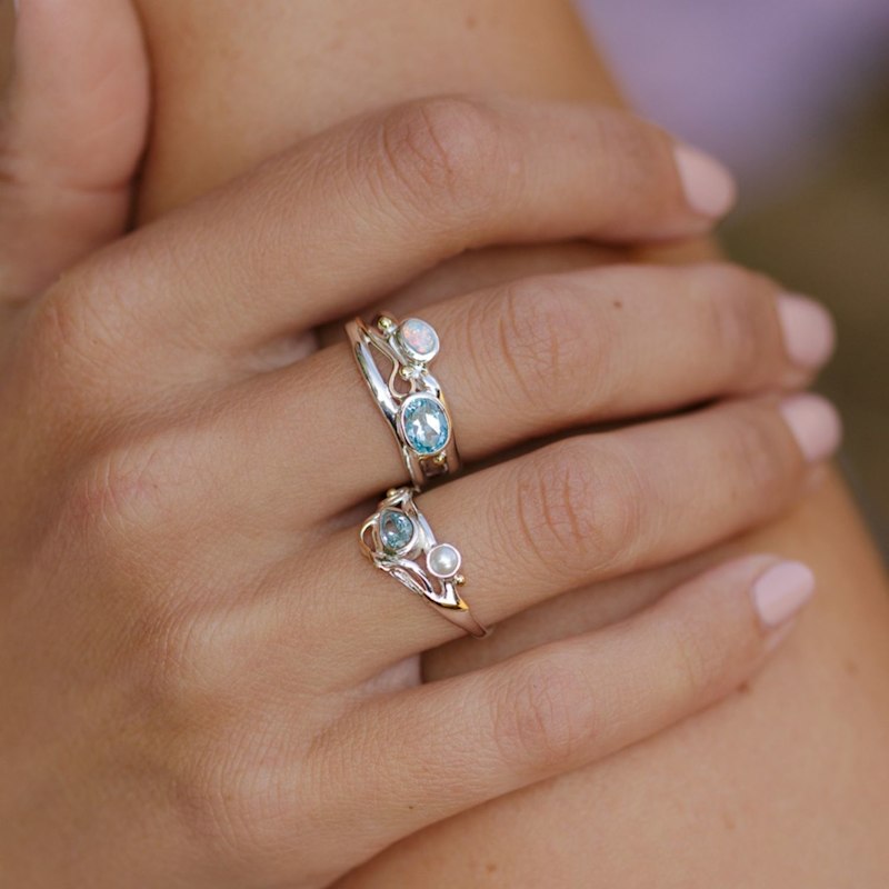Thumbnail of Blue Topaz & Opal Gemstone Ring image