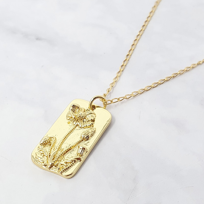 Thumbnail of Dainty Rose Floral Flower Gold Plated Charm Necklace image
