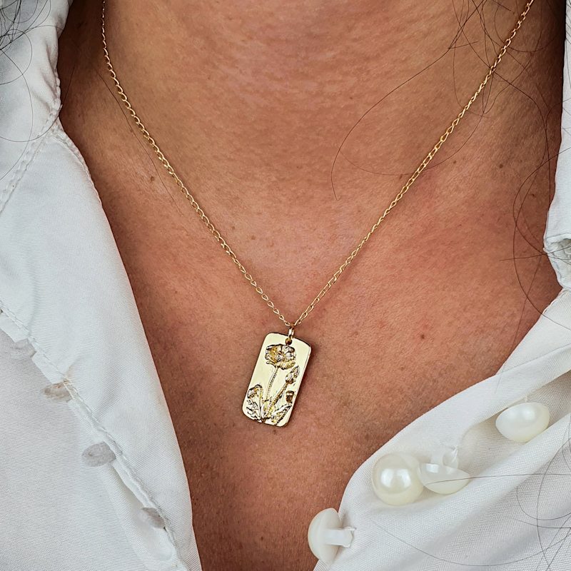 Thumbnail of Dainty Rose Floral Flower Gold Plated Charm Necklace image