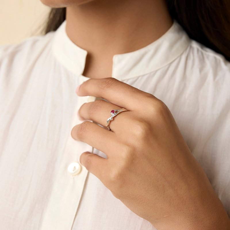 Thumbnail of Dainty Sterling Silver Ruby Ring image