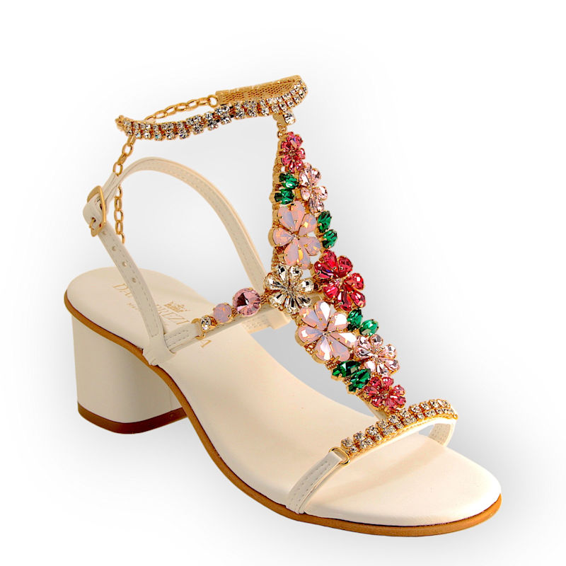 Thumbnail of Daisy Bouquet, Jewel Sandal With Crystal Flowers And Block Heel image