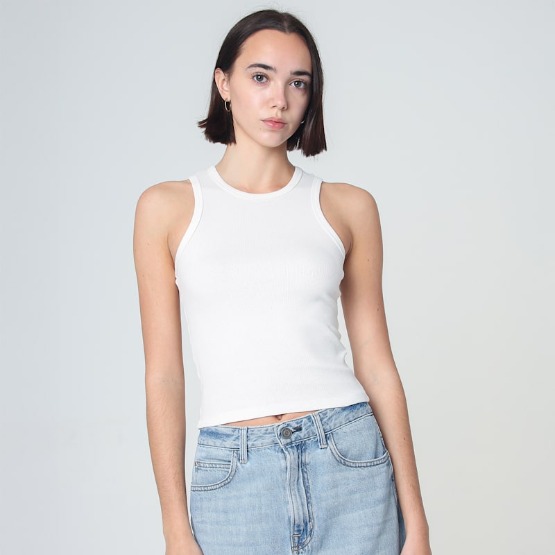 Daisy Rib Tank Top In White | Noend Denim | Wolf & Badger