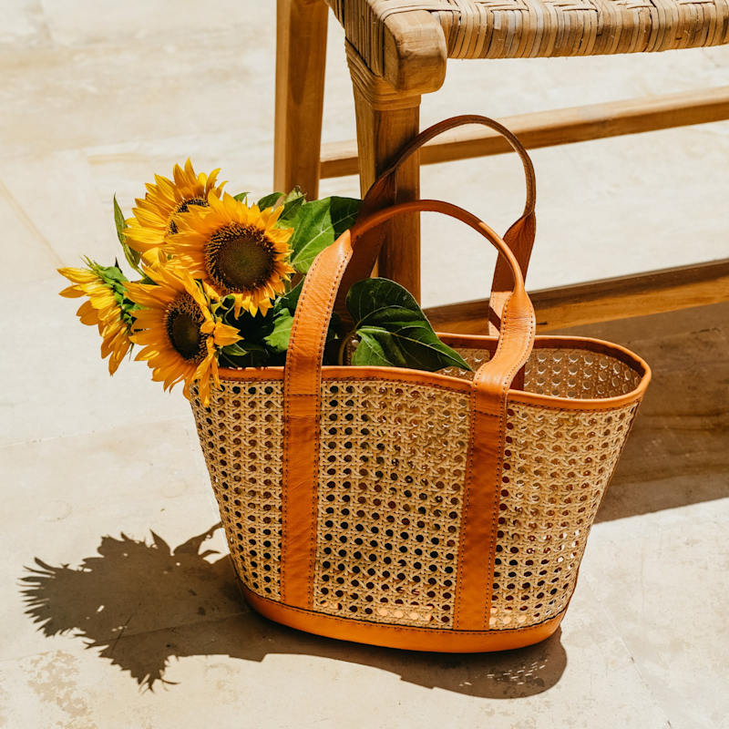 Thumbnail of Andrea Handmade Cane Woven And Leather Shopper Tote image