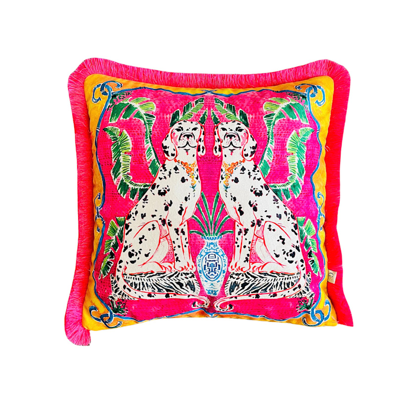 Thumbnail of Dalmatian Dog Velvet Pillow Cover | Pink Throw Pillow | Modern Home Decor image