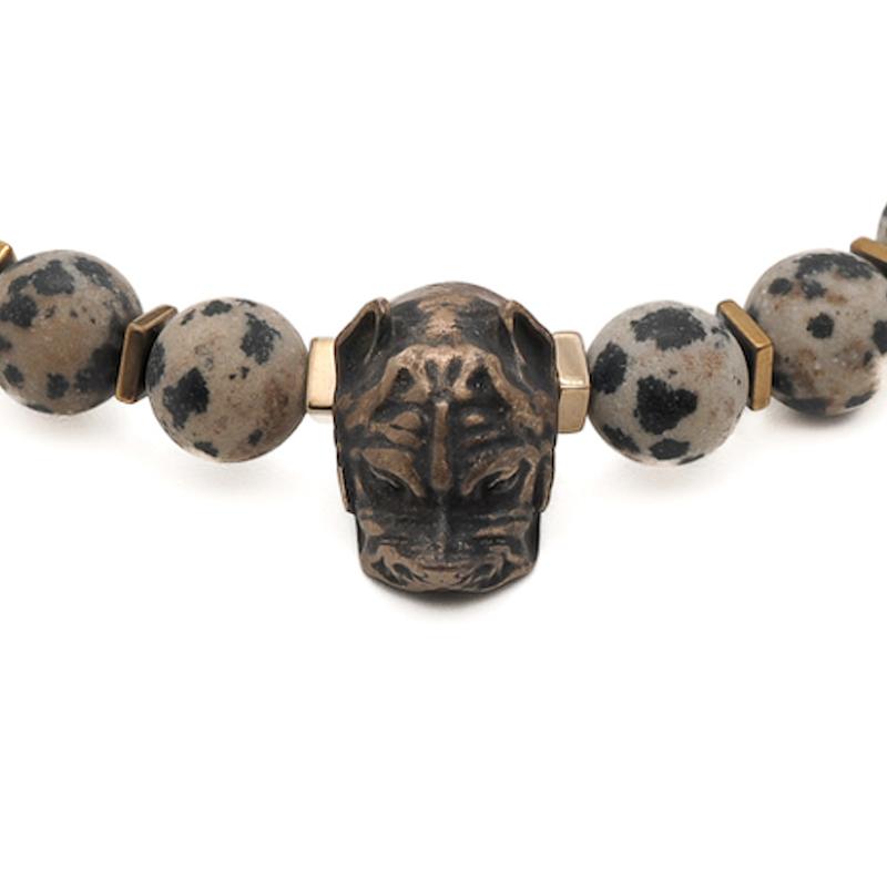 Thumbnail of Dalmatian Jasper Beaded Dog Charm Bracelet - White image