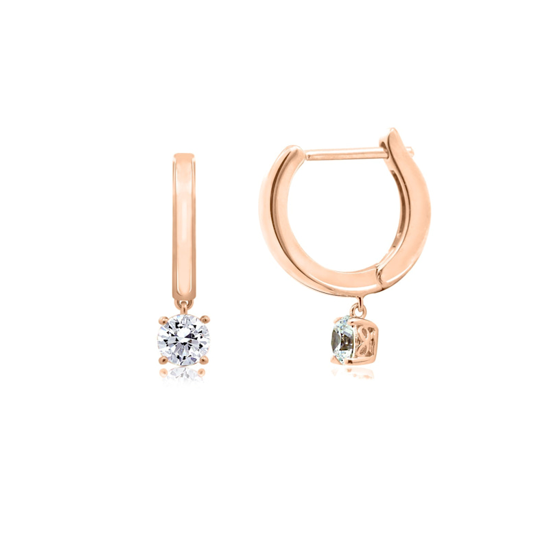 Thumbnail of Prong Set Dangle Hoop Earrings, Yellow Gold image
