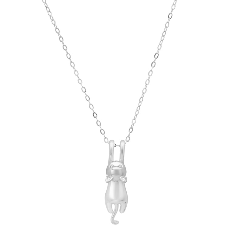 Thumbnail of Dangling Kitty Cat Pendant Necklace In Sterling Silver image