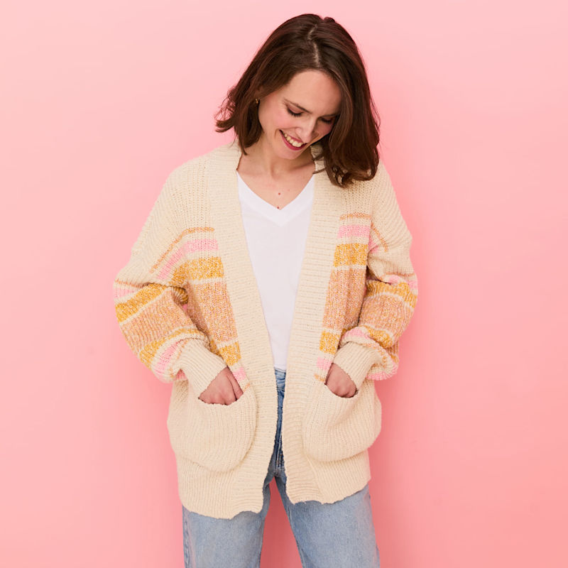 Dani Recycled Cotton Chunky Balloon Sleeve Cardigan - White | Cara