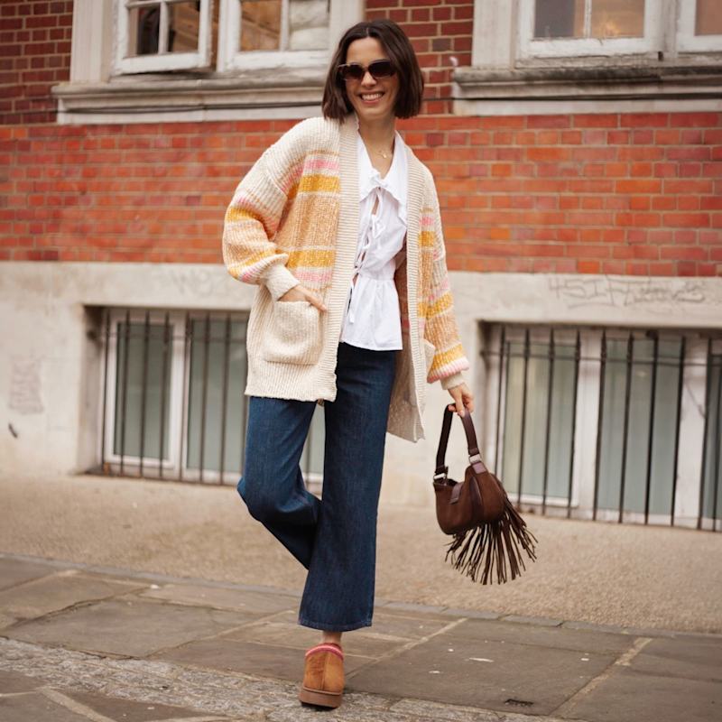 Dani Recycled Cotton Chunky Balloon Sleeve Cardigan - White | Cara