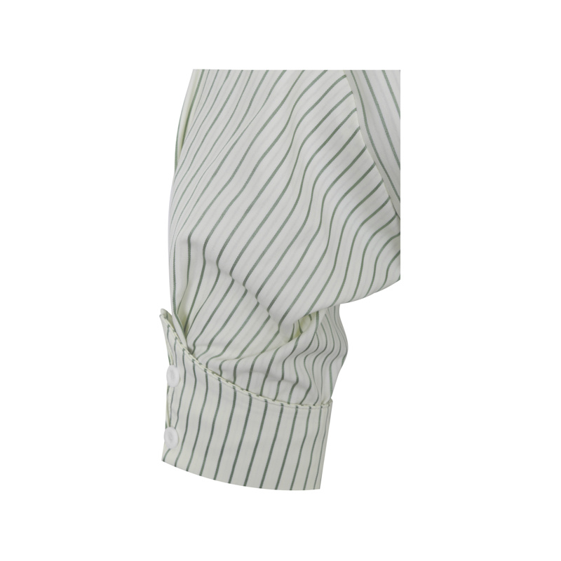 Thumbnail of Danica Pine Green Bamboo Poplin Striped Shirt Midi Dress image
