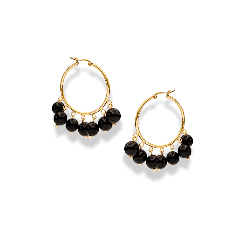 Thumbnail of Daniela Hoop Onyx Earrings image