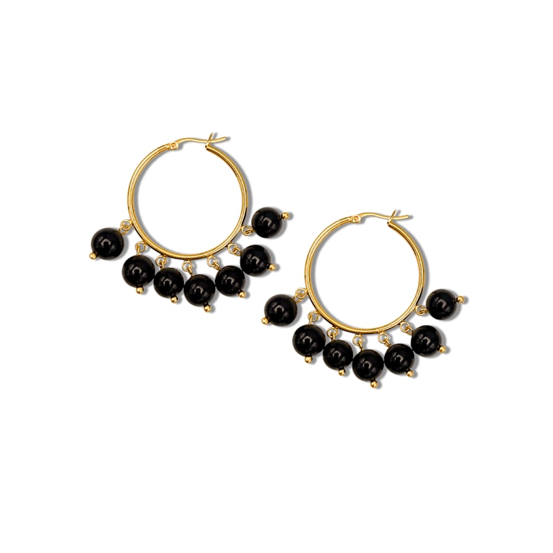 Thumbnail of Daniela Hoop Onyx Earrings image
