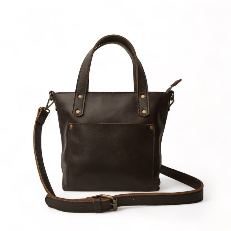 Thumbnail of Handmade Mini Tote Dark Brown Crossbody Bag image