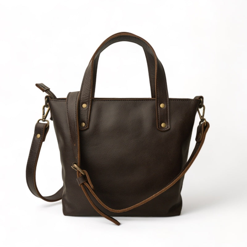 Thumbnail of Handmade Mini Tote Dark Brown Crossbody Bag image