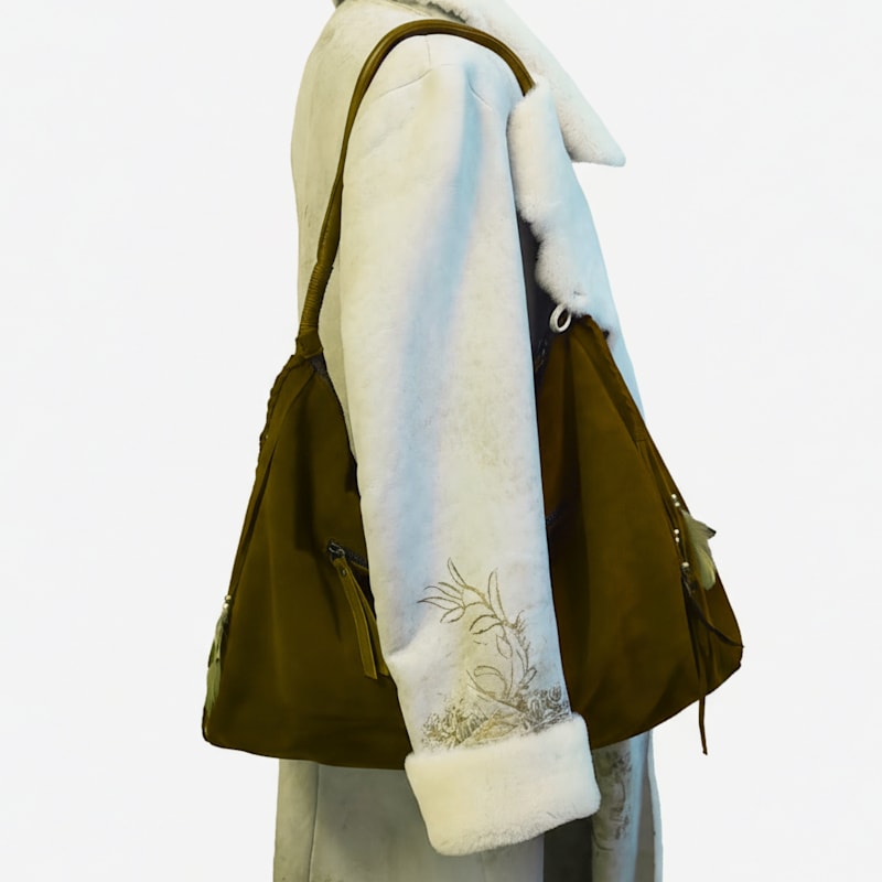 Thumbnail of Dark Brown Suede Oversized Bag With Fringes image