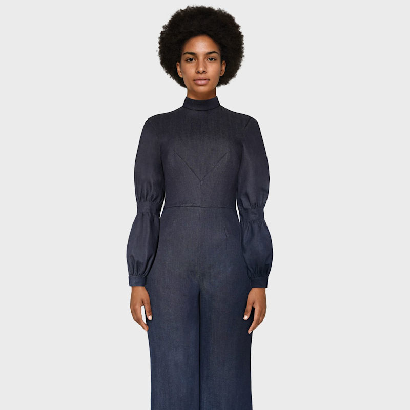 Thumbnail of Sloane Wide Leg Dark Denim Jumpsuit image