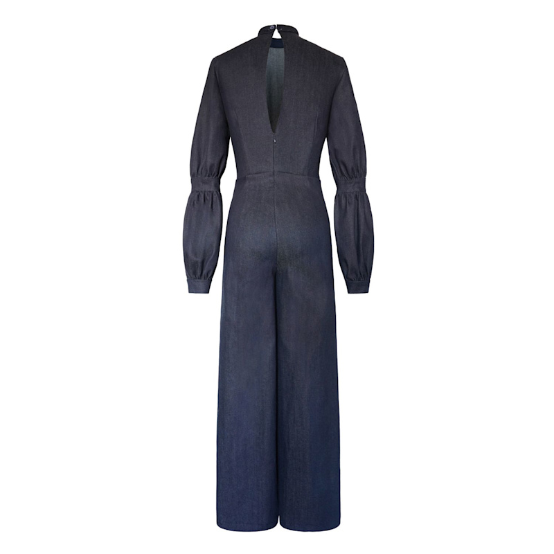 Thumbnail of Sloane Wide Leg Dark Denim Jumpsuit image