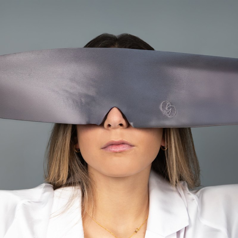 Thumbnail of Dark Grey Luxe Oversized Pure Silk Sleep Mask image
