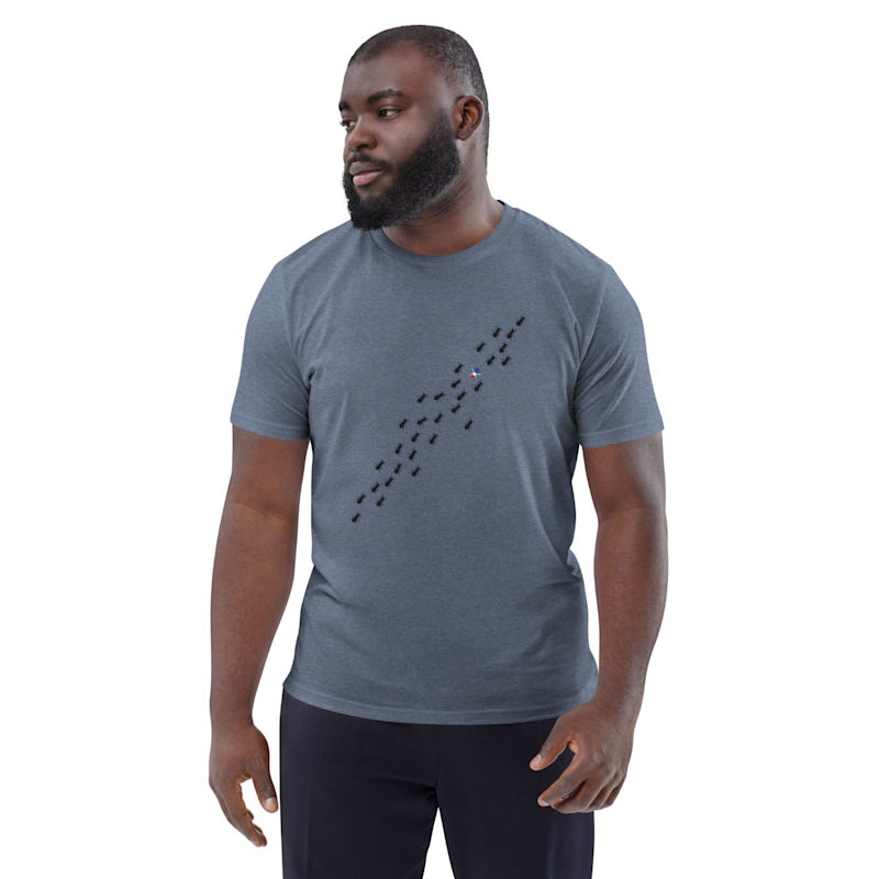 Thumbnail of Heather Blue Ants Where's William Going? Organic Cotton T-Shirt - Men image