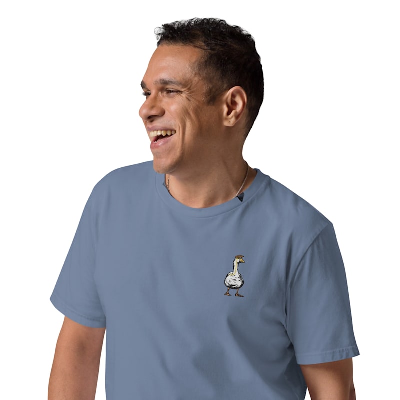 Thumbnail of Heather Blue Dapper Duck Actual Life Organic Cotton Embroidered T-Shirt - Men image