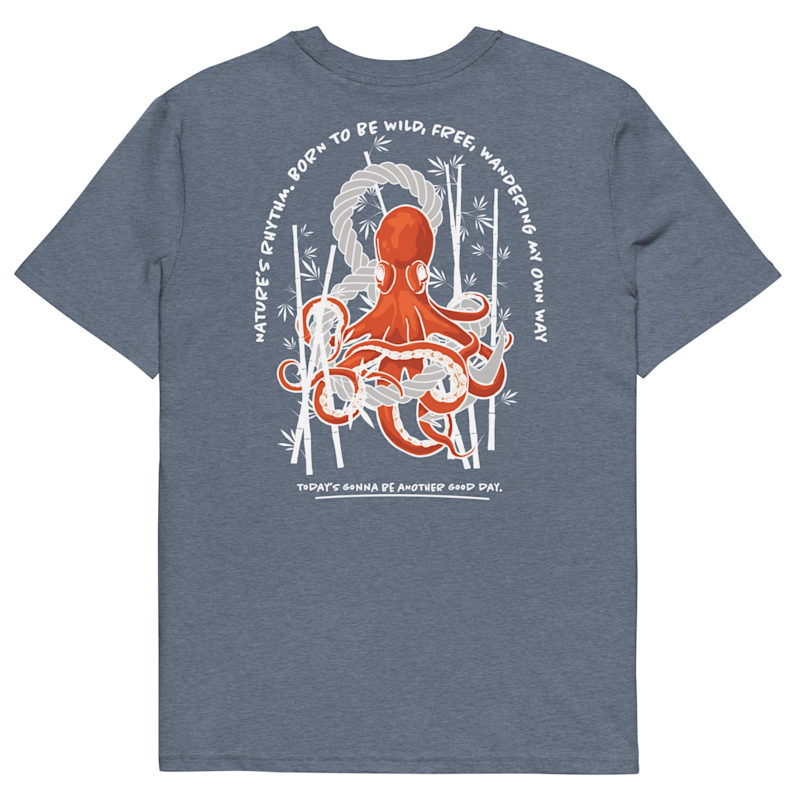 Thumbnail of Heather Blue Octopus Another Good Day Organic Cotton T-Shirt - Women image