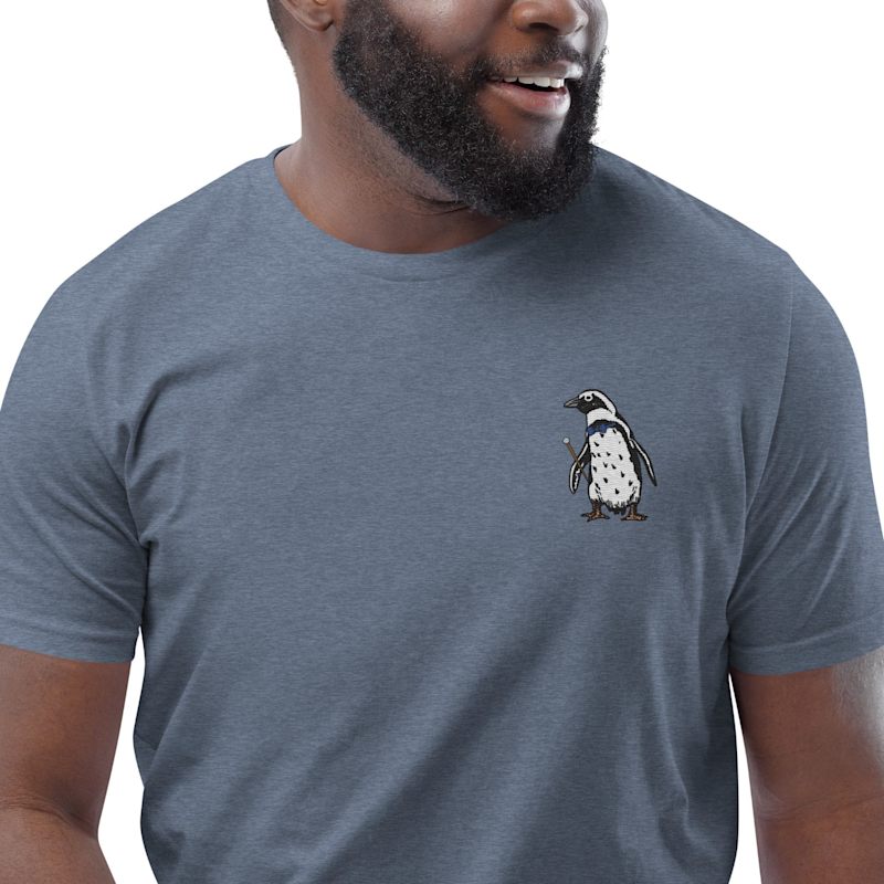 Thumbnail of Heather Blue Penguin Suit Actual Life Organic Cotton Embroidered T-Shirt - Men image