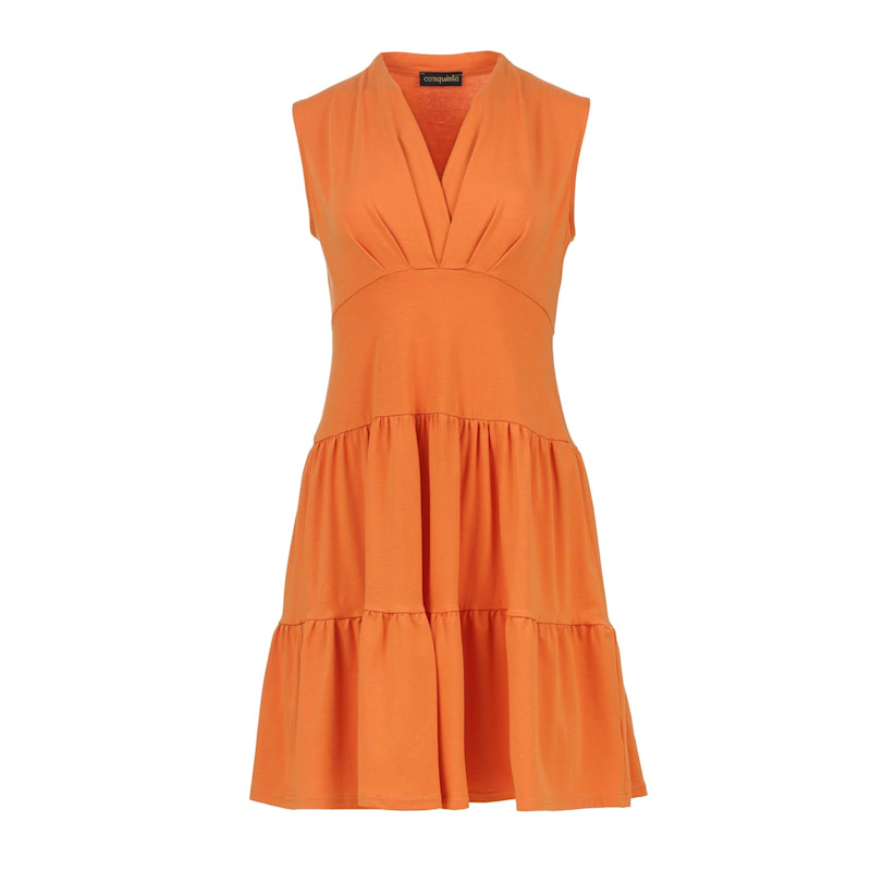 Orange Sleeveless V-Neck Jersey Dress by Conquista