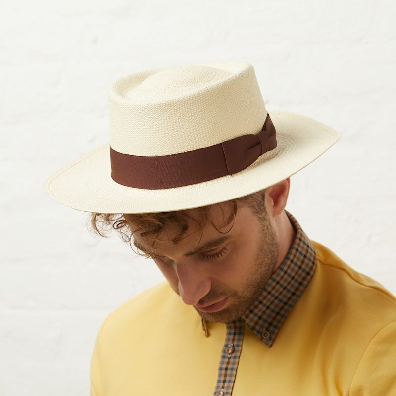 Dasmarca Hats Panama Porkpie Hat With Wide Brim - White