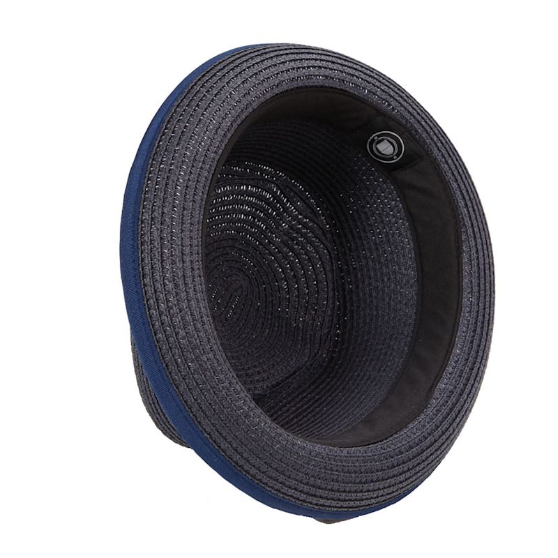 Thumbnail of Dasmarca Durban Summer Diamond Crown Light Weight Breathable Porkpie Hat - Navy image