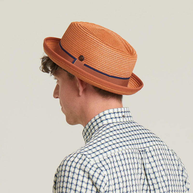 Thumbnail of Dasmarca Durban Summer Diamond Crown Light Weight Breathable Porkpie Hat - Orange image