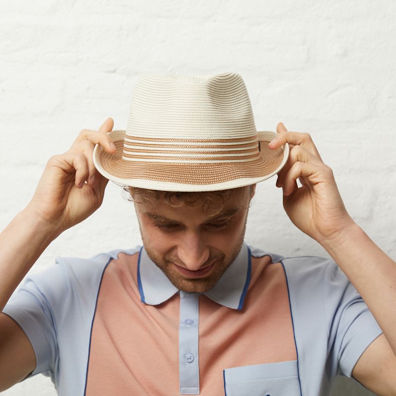 Dasmarca Jordan White And Tan Two Tone Summer Crushable Hat Packable Hat  For Men by Dasmarca Hats