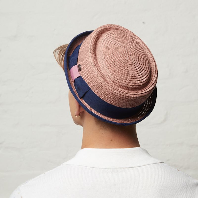 Thumbnail of Dasmarca Rico Summer Telescope Crown Lightweight Breathable Rude-Boy Mod Porkpie Hat - Blush image