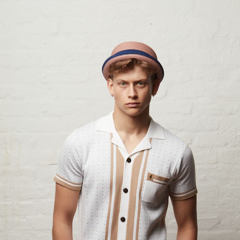 Thumbnail of Dasmarca Rico Summer Telescope Crown Lightweight Breathable Rude-Boy Mod Porkpie Hat - Blush image