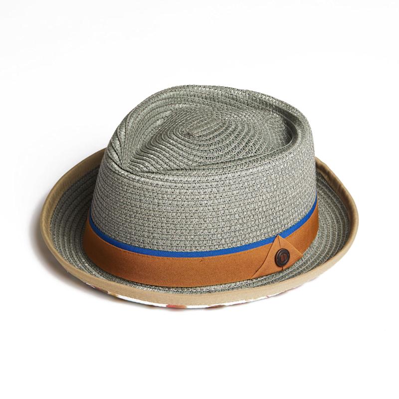 Thumbnail of Dasmarca Tommy Summer Straw Porkpie Hat With Vintage Floral Prints - Sage image