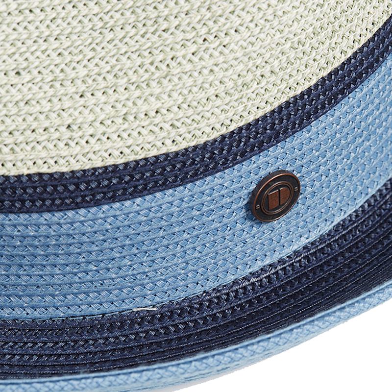Thumbnail of Dasmarca Verona Aqua Blue Lightweight Summer Two Tone Straw Fedora Hat For Men And Women image