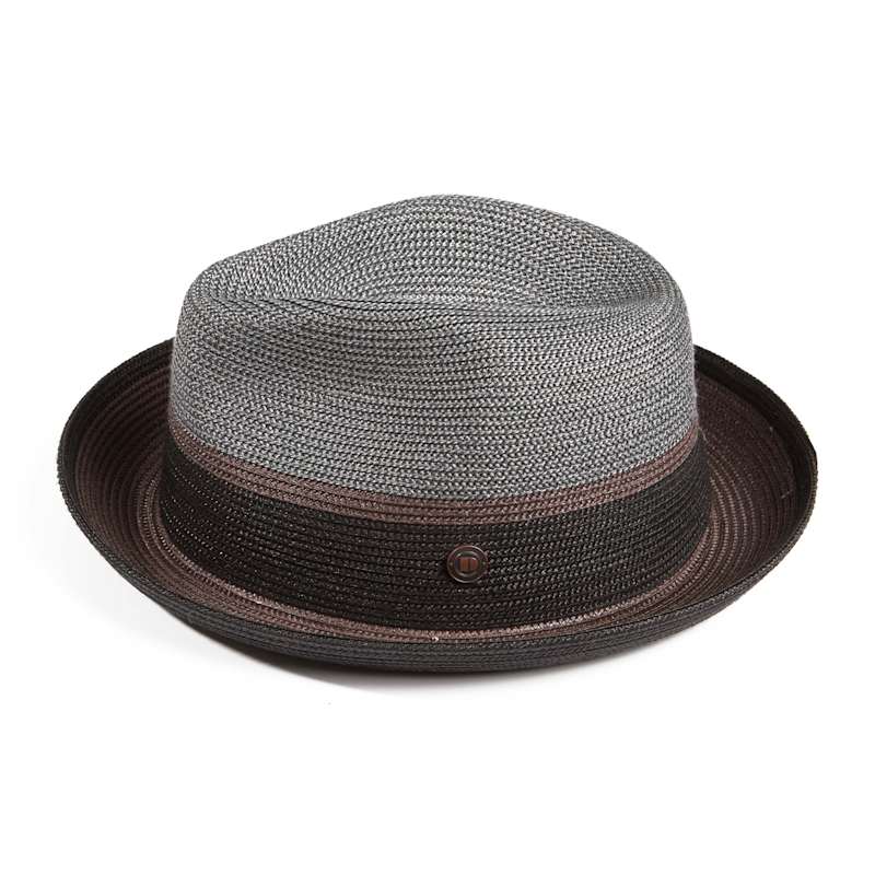 Thumbnail of Dasmarca Verona Grey Lightweight Summer Two Tone Straw Fedora Hat For Men And Women image