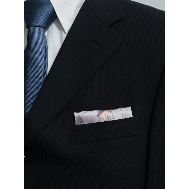 Thumbnail of "Datura" Silk Pocket Square - Silver Grey image