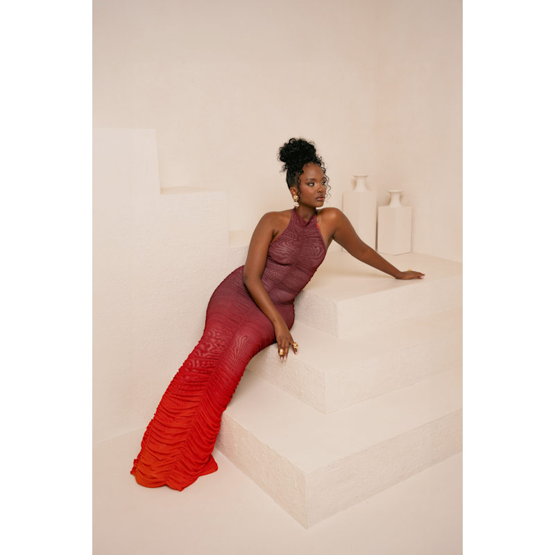 Dawn Ruched Halter Maxi Dress | OFUURE | Wolf & Badger